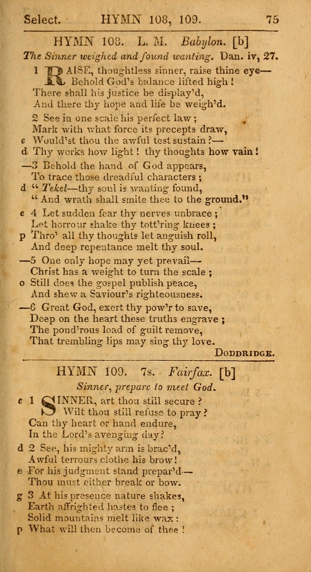 Select Hymns: the third part of Christian Psalmody; with directions for musical expression (Stereotype ed.) page 75