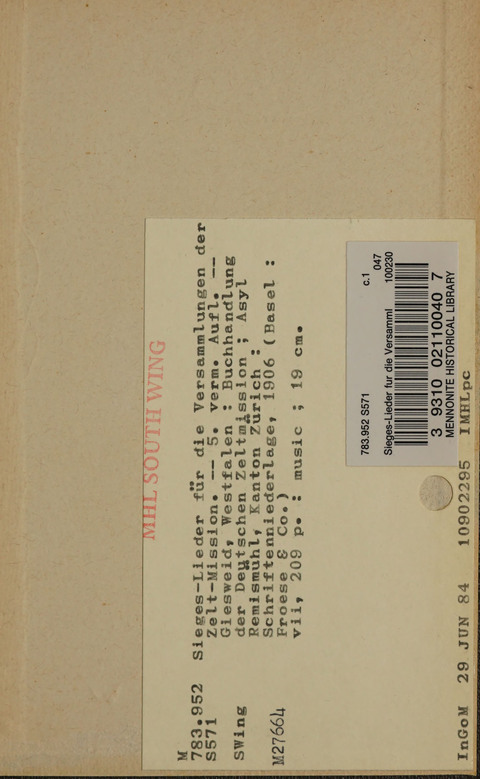 Sieges-Lieder: für die Versammlungen der Zelt-Mission. 5th ed. page 214