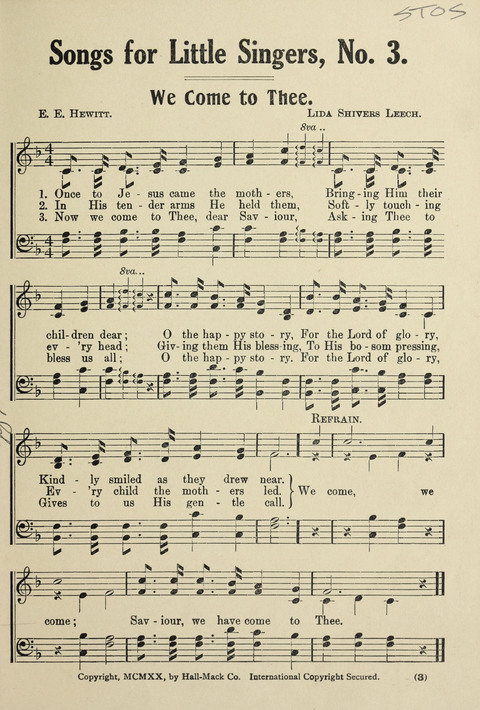 Songs for Little Singers No. 3: for primary departments of Sunday Schools page 1