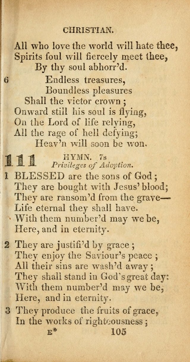 Sacred lyrics, or Select hymns: particularly adapted to revivals of religion, and intended as a supplement to Watts.  page 105