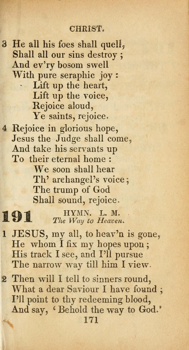 Sacred lyrics, or Select hymns: particularly adapted to revivals of religion, and intended as a supplement to Watts.  page 171
