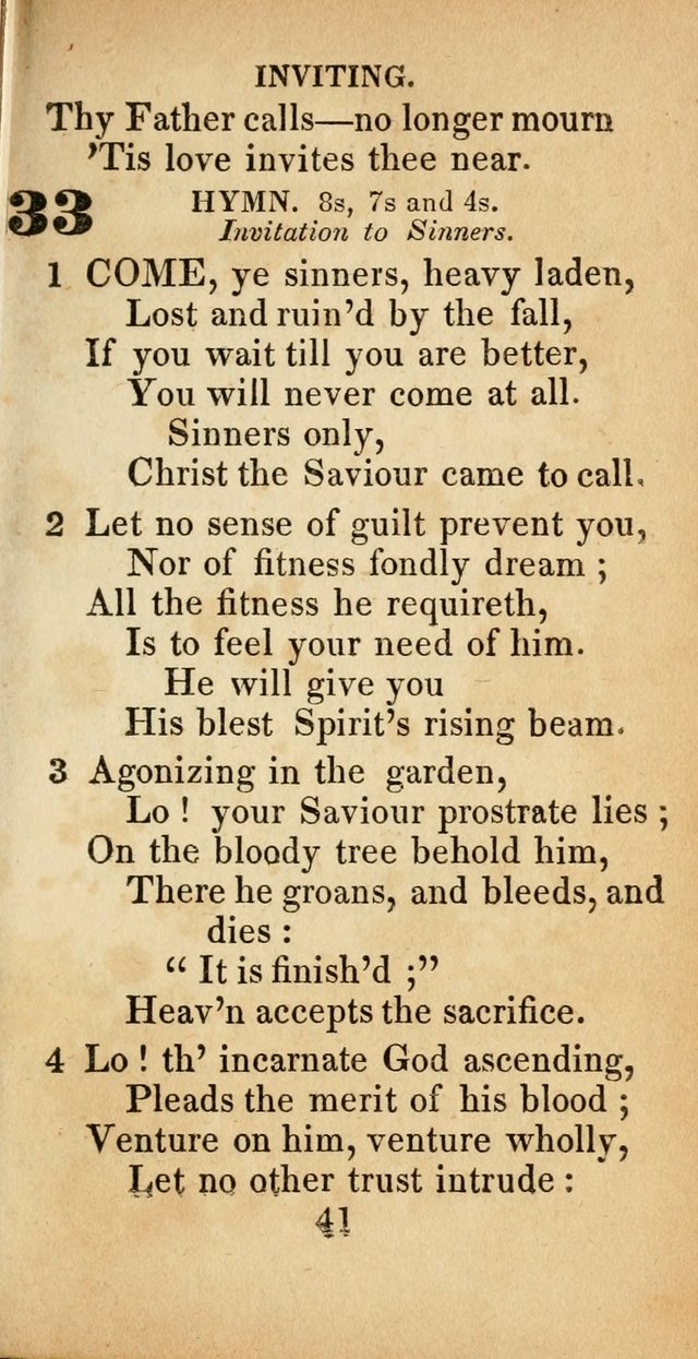 Sacred lyrics, or Select hymns: particularly adapted to revivals of religion, and intended as a supplement to Watts.  page 41