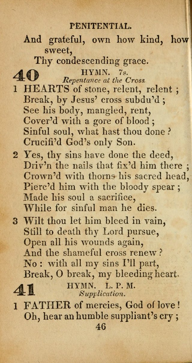 Sacred lyrics, or Select hymns: particularly adapted to revivals of religion, and intended as a supplement to Watts.  page 46