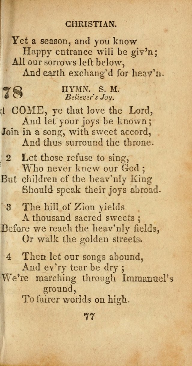Sacred lyrics, or Select hymns: particularly adapted to revivals of religion, and intended as a supplement to Watts.  page 77