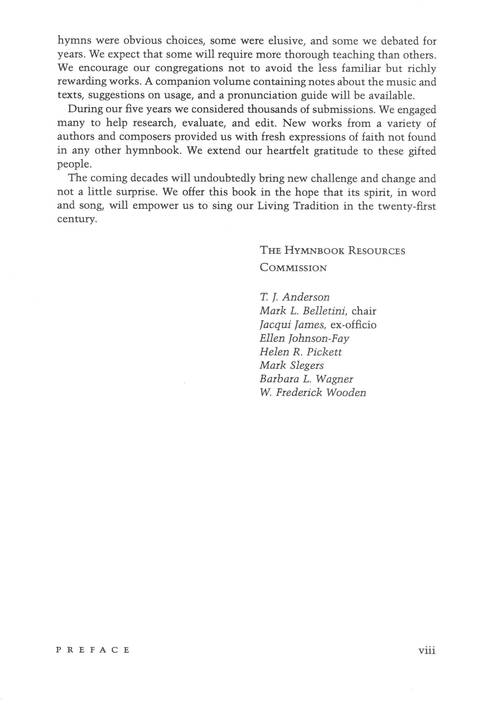 Singing the Living Tradition page vi