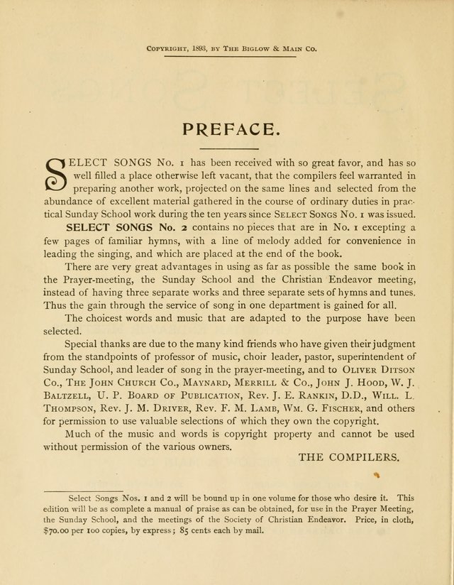Select Songs No. 2: for the singing service in the prayer meeting; Sunday school; Christian Endeavor meetings page 2