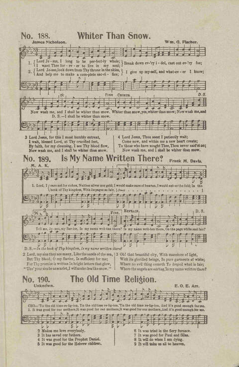 Salvation Songs: A collection of Songs and Hymns adapted to the needs of Revivals, Sabbath Schools, and Gospel Meetings Generally page 153