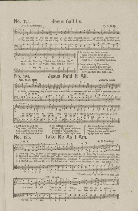 Salvation Songs: A collection of Songs and Hymns adapted to the needs of Revivals, Sabbath Schools, and Gospel Meetings Generally page 155