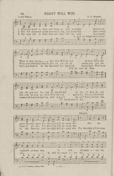 Salvation Songs: A collection of Songs and Hymns adapted to the needs of Revivals, Sabbath Schools, and Gospel Meetings Generally page 18