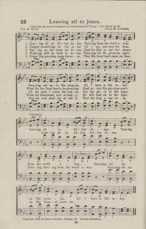 Salvation Songs: A collection of Songs and Hymns adapted to the needs of Revivals, Sabbath Schools, and Gospel Meetings Generally page 40