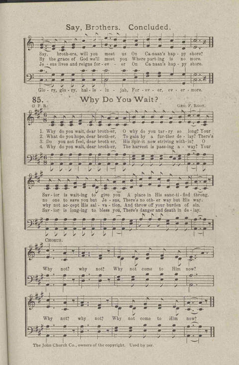 Salvation Songs: A collection of Songs and Hymns adapted to the needs of Revivals, Sabbath Schools, and Gospel Meetings Generally page 85