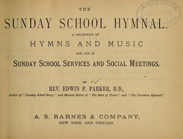 The Sunday School Hymnal: a collection of hymns and music for use in Sunday school services and social meetings page vi