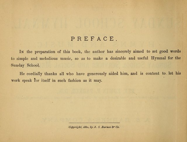 The Sunday School Hymnal: a collection of hymns and music for use in Sunday school services and social meetings page vii