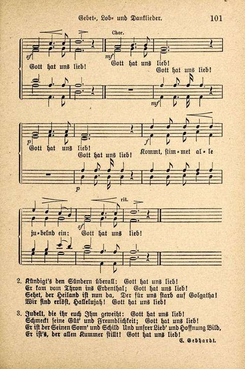 Sonntagsschulharfe: Eine Sammlung auserlesener Lieder und Melodien für die Jugend page 101