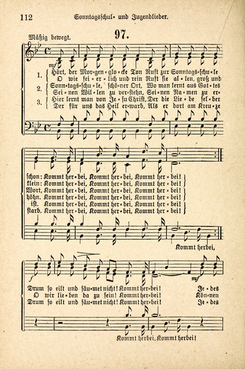 Sonntagsschulharfe: Eine Sammlung auserlesener Lieder und Melodien für die Jugend page 112