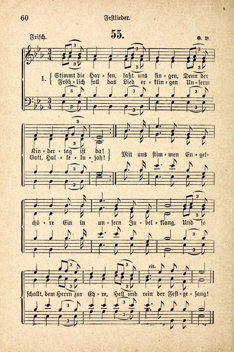 Sonntagsschulharfe: Eine Sammlung auserlesener Lieder und Melodien für die Jugend page 60