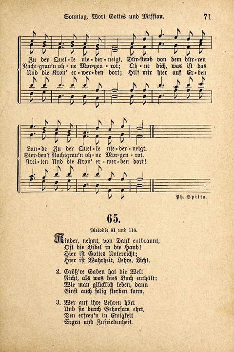 Sonntagsschulharfe: Eine Sammlung auserlesener Lieder und Melodien für die Jugend page 71
