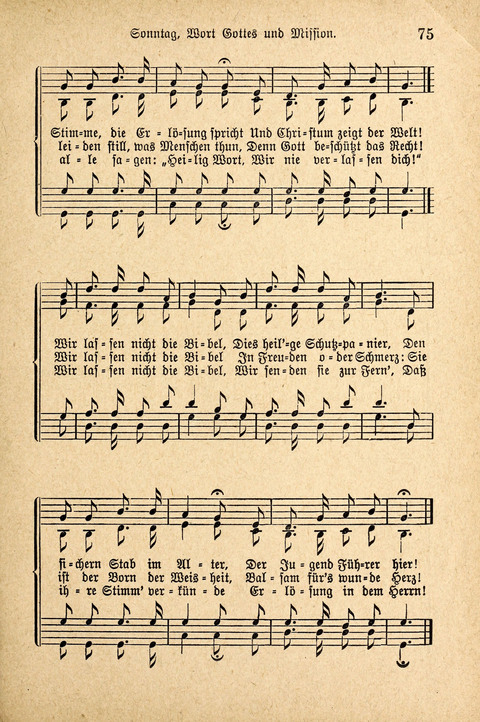 Sonntagsschulharfe: Eine Sammlung auserlesener Lieder und Melodien für die Jugend page 75