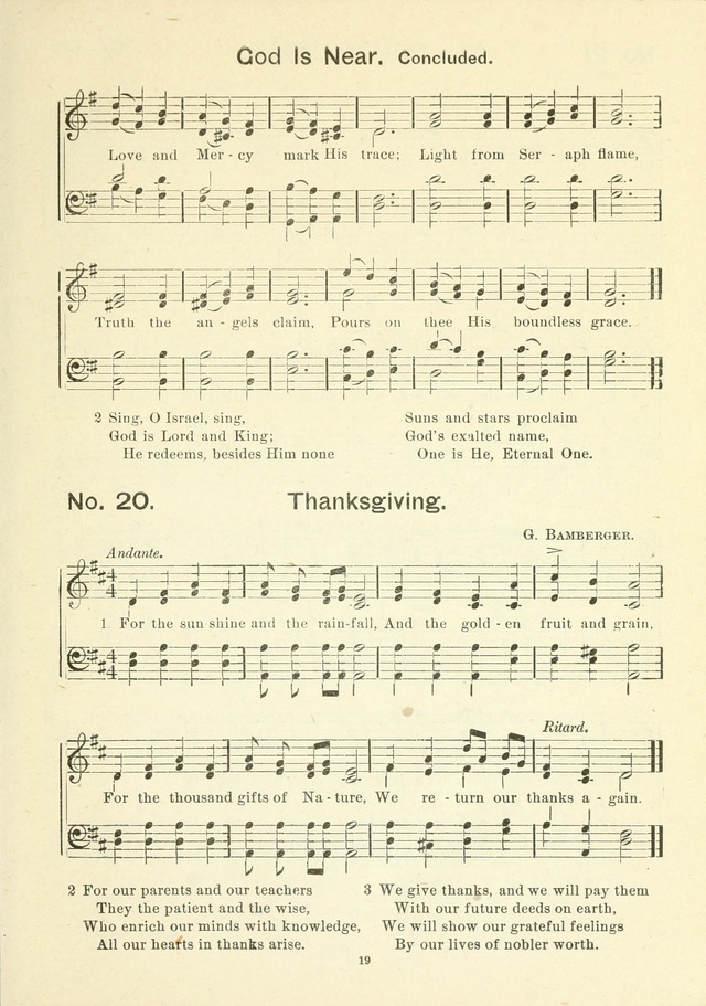 The Sabbath School Hymnal, a collection of songs, services and responses for Jewish Sabbath schools, and homes 4th rev. ed. page 20
