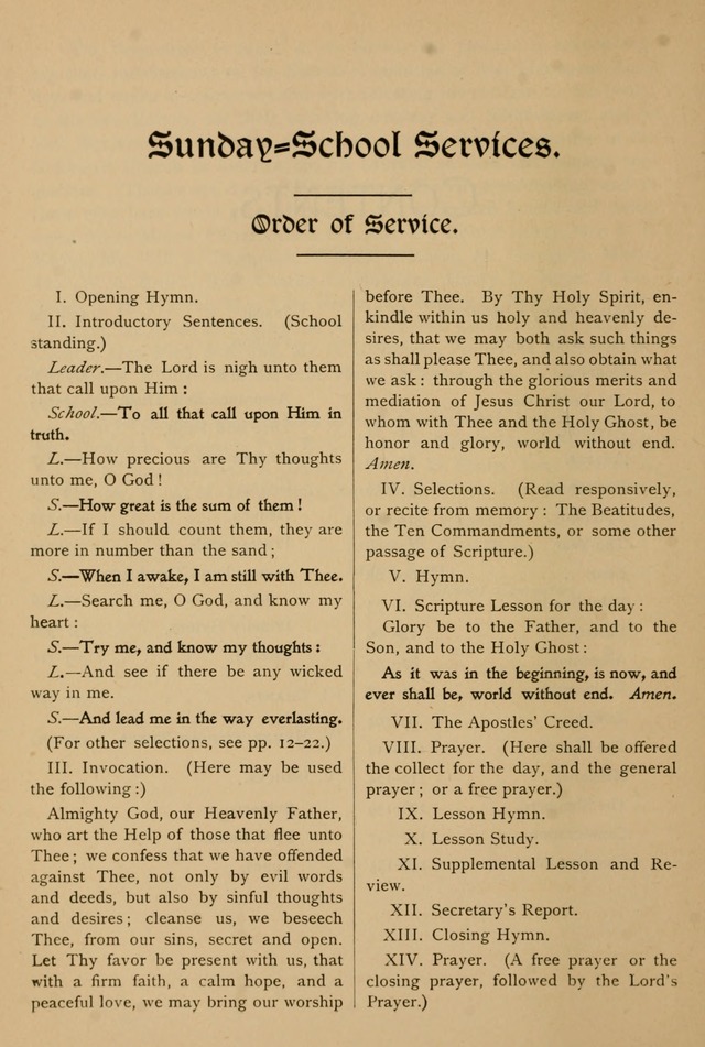 The Sunday School Hymnal: with offices of devotion page x