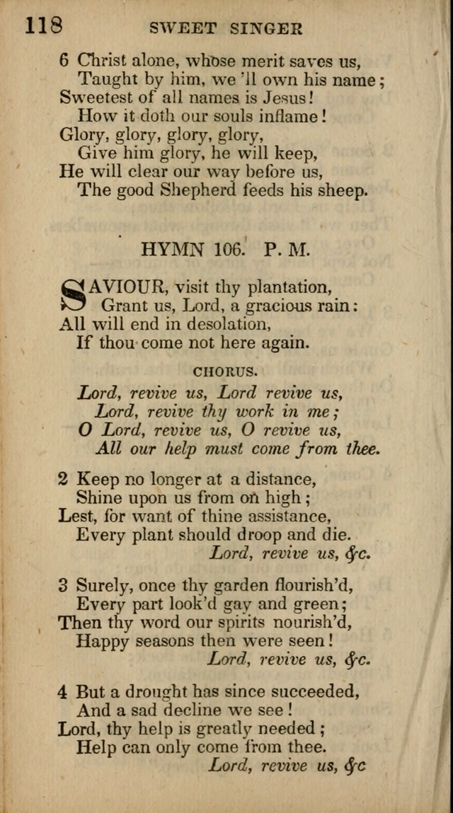 The Sweet Singer of Israel: a collection of hymns and spiritual  songs, usually sung at camp, prayer, and social meetings, and revivals of religion (New ed. much enlarged) page 118