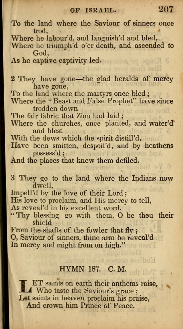 The Sweet Singer of Israel: a collection of hymns and spiritual  songs, usually sung at camp, prayer, and social meetings, and revivals of religion (New ed. much enlarged) page 207