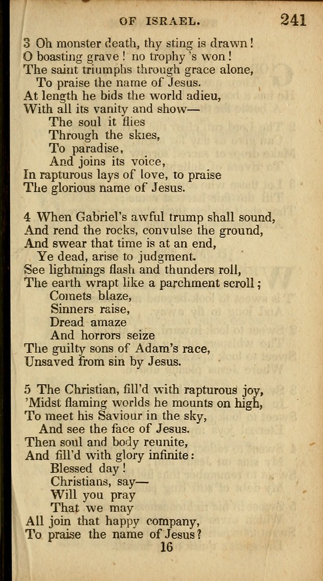 The Sweet Singer of Israel: a collection of hymns and spiritual  songs, usually sung at camp, prayer, and social meetings, and revivals of religion (New ed. much enlarged) page 241
