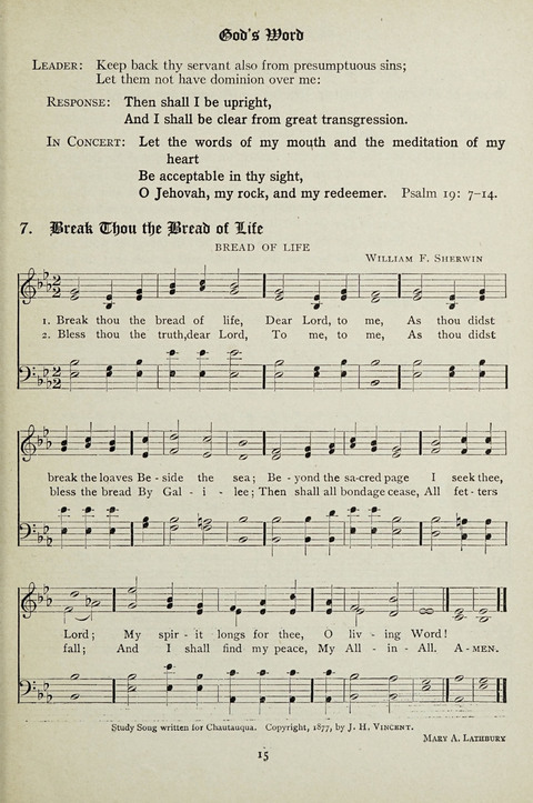 Services and Songs: for use in the Junior Department of the Church School page 15