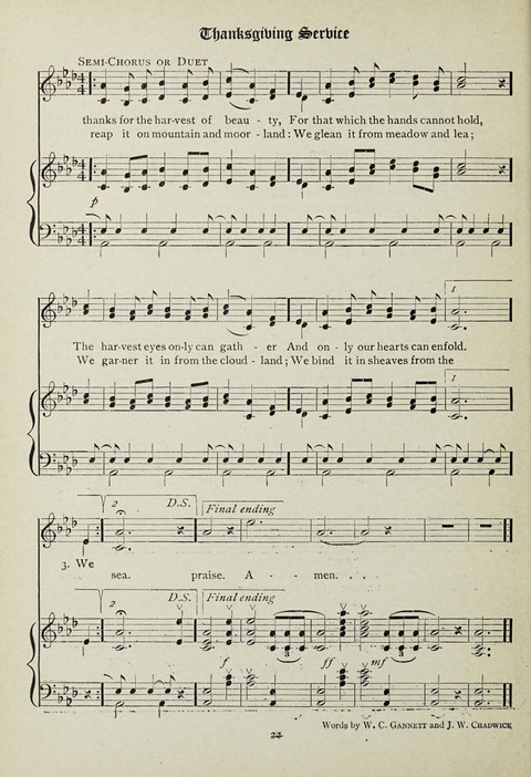 Services and Songs: for use in the Junior Department of the Church School page 22
