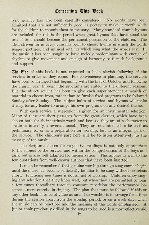 Services and Songs: for use in the Junior Department of the Church School page vii