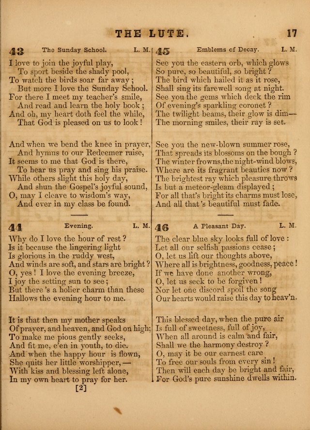 The Sabbath School Lute: a selection of hymns and appropriate melodies, adapted to the wants of Sabbath schools, families and social meetings page 17