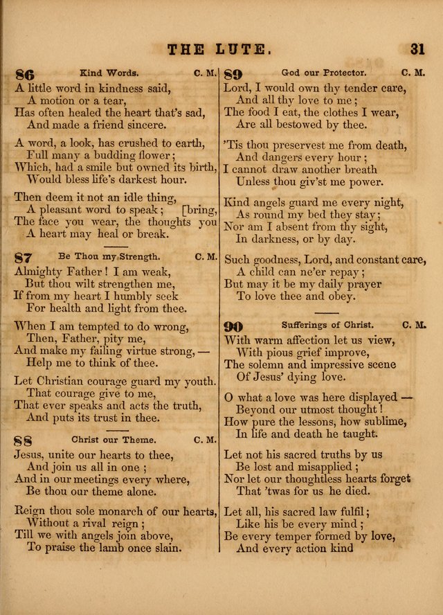 The Sabbath School Lute: a selection of hymns and appropriate melodies, adapted to the wants of Sabbath schools, families and social meetings page 31