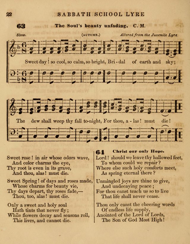 The Sabbath School Lyre: a collection of hymns and music, original and selected, for general use in sabbath schools page 22