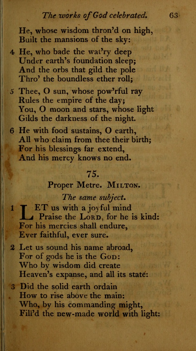 A Selection of Sacred Poetry: consisting of psalms and hymns, from Watts, Doddridge, Merrick, Scott, Cowper, Barbauld, Steele ...compiled for  the use of the Unitarian Church in Philadelphia page 63