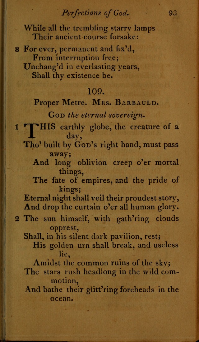 A Selection of Sacred Poetry: consisting of psalms and hymns, from Watts, Doddridge, Merrick, Scott, Cowper, Barbauld, Steele ...compiled for  the use of the Unitarian Church in Philadelphia page 93