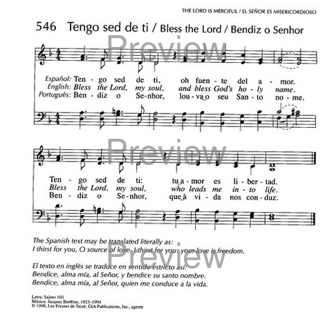 Santo, Santo, Santo: cantos para el pueblo de Dios = Holy, Holy, Holy: songs for the people of God page 848