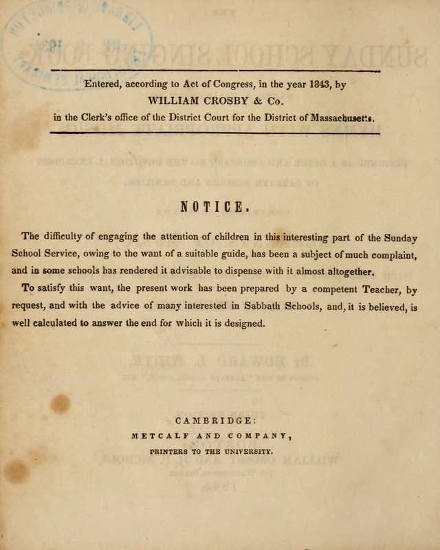 The Sunday School Singing Book: being a collection of hymns with appropriate music, designed as a guide and assistant to the devotional exercises of Sabbath schools and families...(3rd ed.) page 2