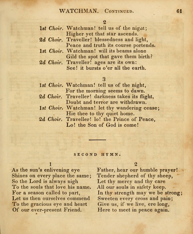 The Sunday School Singing Book: being a collection of hymns with appropriate music, designed as a guide and assistant to the devotional exercises of Sabbath schools and families...(3rd ed.) page 61