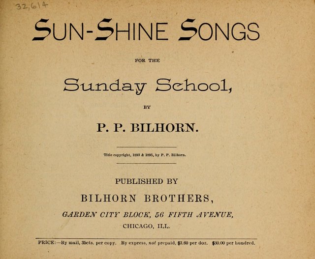 Sun-Shine Songs: for the Sunday School page 1
