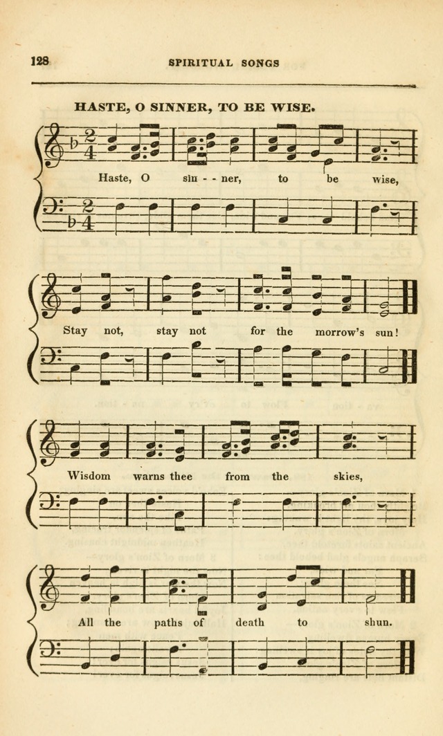 Spiritual Songs for Social Worship: adapted to the use of families and private circles, to missinary meetings, to monthly concert, and to other occasions of special interest.(Rev. and Enl. Ed.) page 128