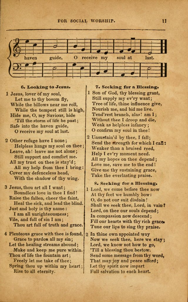 Spiritual Songs for Social Worship: adapted to the use of families and private circles in seasons of revival, to missionary meetings, to the monthly concert, and to other occasions... (3rd ed.) page 11