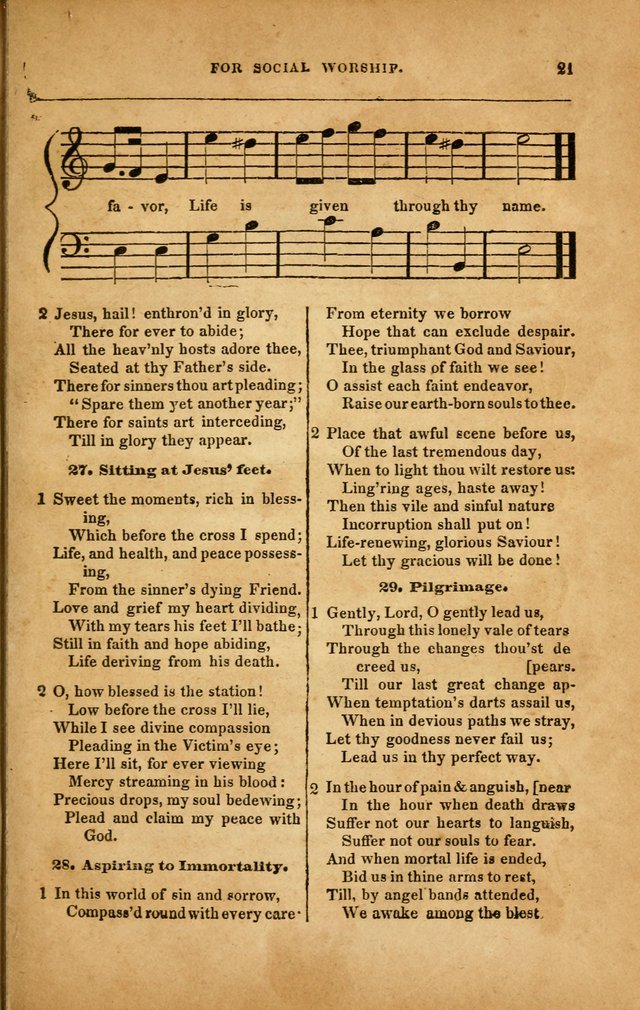 Spiritual Songs for Social Worship: adapted to the use of families and private circles in seasons of revival, to missionary meetings, to the monthly concert, and to other occasions... (3rd ed.) page 21