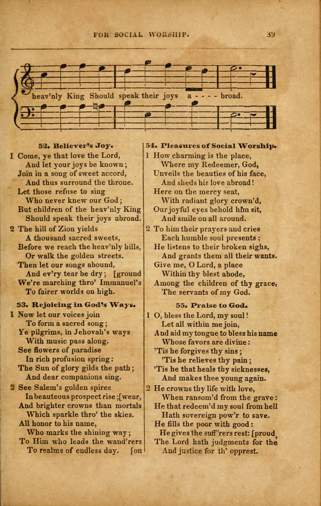 Spiritual Songs for Social Worship: adapted to the use of families and private circles in seasons of revival, to missionary meetings, to the monthly concert, and to other occasions... (3rd ed.) page 39