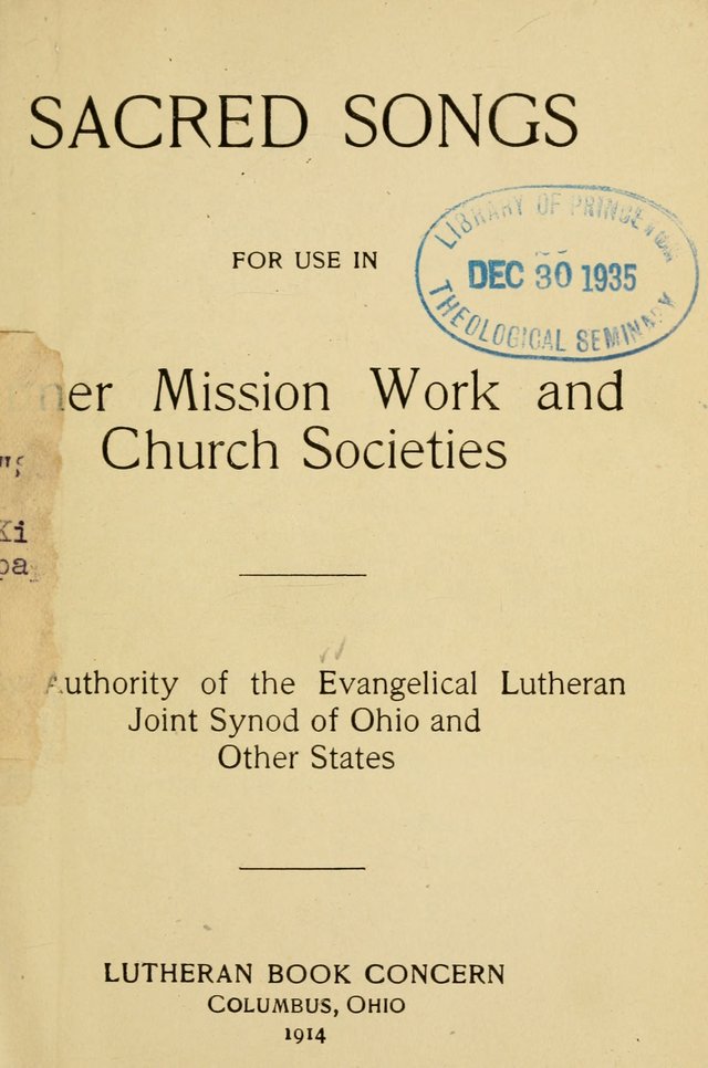 Sacred Songs: for use in inner mission work and church societies page 1