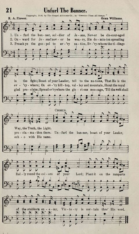 Sweeter Than All Songs: containing many new songs, a number of the popular songs of to-day, with many familiar hymns; for all occasions of Christian work and worship  page 19