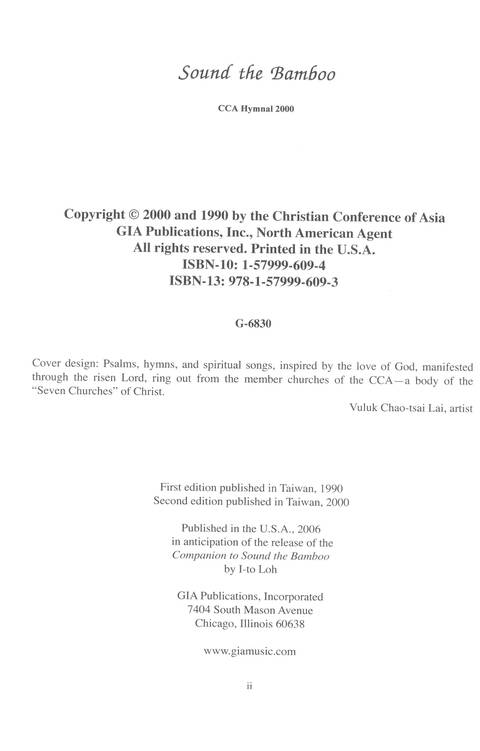Sound the Bamboo: CCA Hymnal 2000 page ii