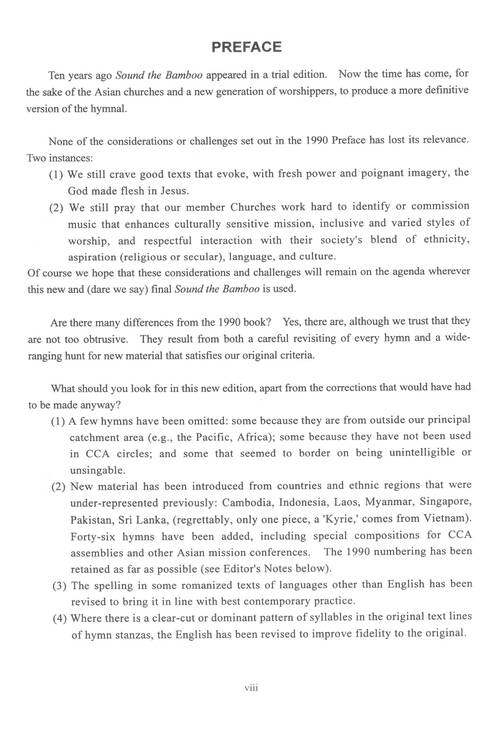Sound the Bamboo: CCA Hymnal 2000 page viii