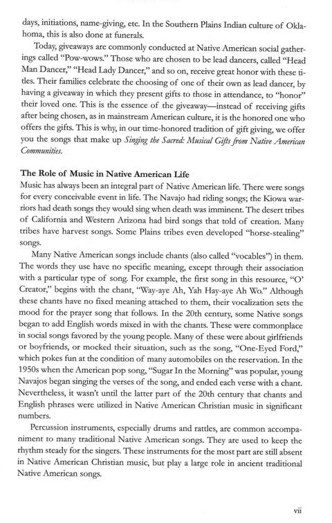 Singing the Sacred: musical gifts from Native American communities page vii