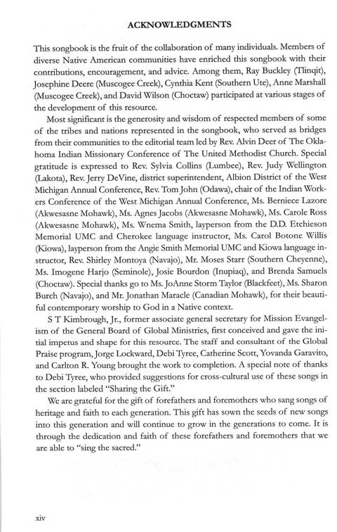Singing the Sacred: musical gifts from Native American communities page xiv