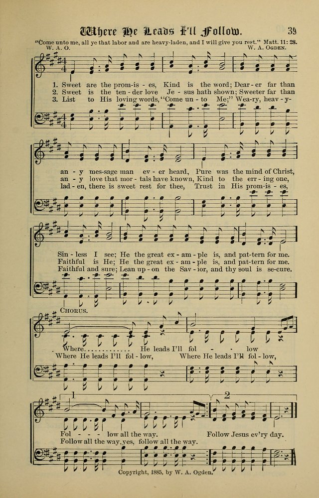 Songs of the Peacemaker: a collection of sacred songs and hymns for use in all services of the church, Sunday-school, home circle, and all kinds of evangelistic work page 39